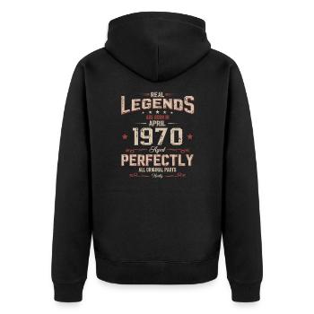 55ème anniversaire cadeau mari légende avril 1970 - Veste à capuche bio Premium Unisexe - noir - Dos - Nico (187cm)