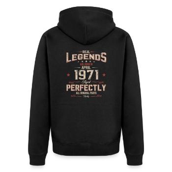 54ème anniversaire cadeau mari légende avril 1971 - Veste à capuche bio Premium Unisexe - noir - Dos - Nico (187cm)