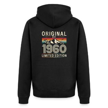 65ème Anniversaire Original Mai Millésime 1960 - Veste à capuche bio Premium Unisexe - noir - Dos - Nico (187cm)