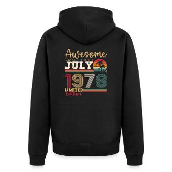 Awesome since July 1978 44th Birthday Men's Fun - Unisex Premium Organic Zip Hoodie - black - Back - Nico (187cm)