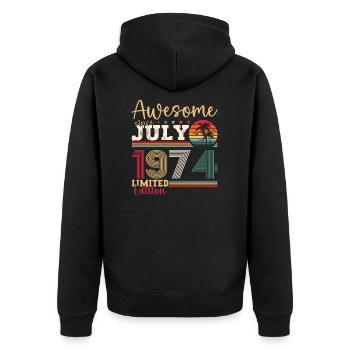 Awesome since July 1974 48th Birthday Men's Fun - Unisex Premium Organic Zip Hoodie - black - Back - Nico (187cm)