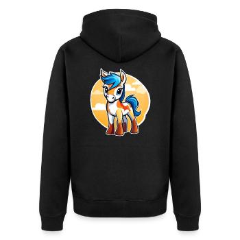 Mignon petit cheval avec du soleil - Veste à capuche bio Premium Unisexe - noir - Dos - Nico (187cm)