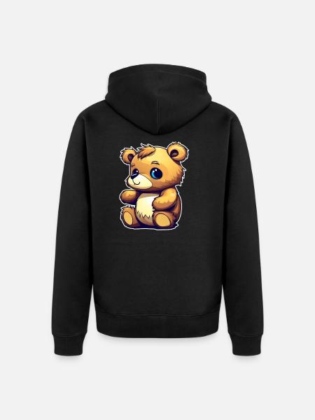 Cute Little Teddy Bear - Unisex Premium Organic Zip Hoodie - black