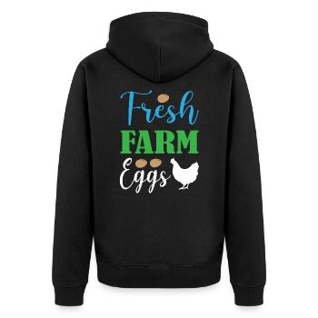 Fresh Farm Eggs - Unisex Premium Bio Zip Hoodie - Schwarz - Hinten - Nico (187cm)