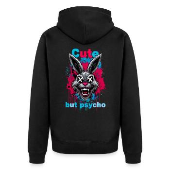 Lapin mignon mais psychique - Veste à capuche bio Premium Unisexe - noir - Dos - Nico (187cm)