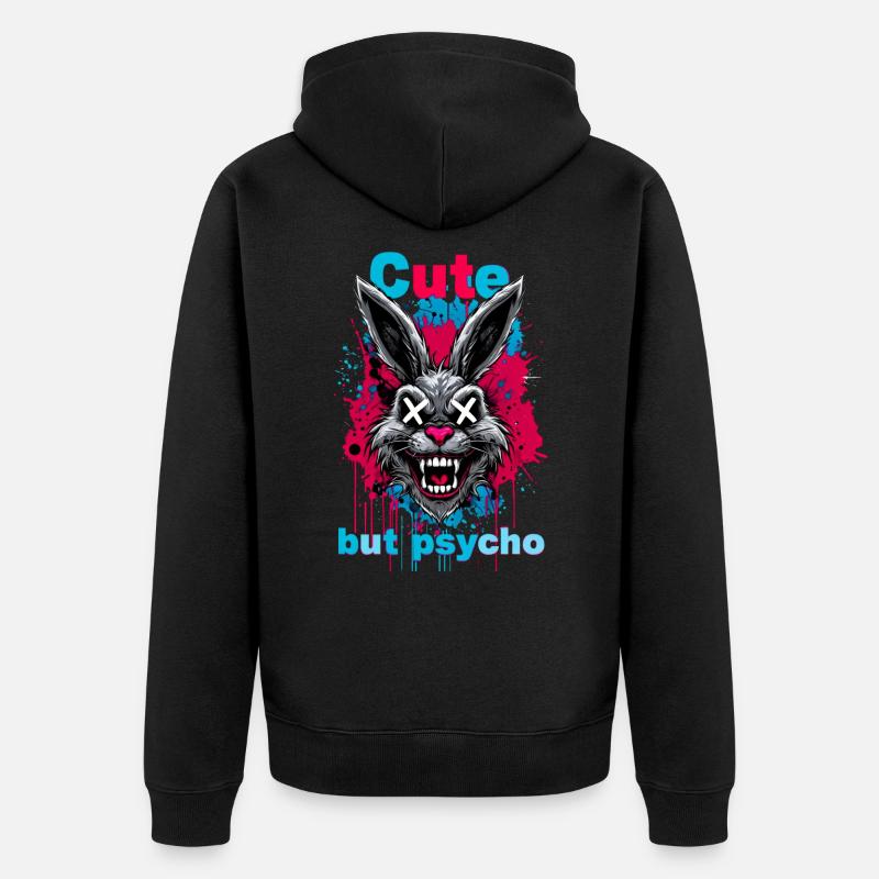 Lapin mignon mais psychique - Veste à capuche bio Premium Unisexe - noir