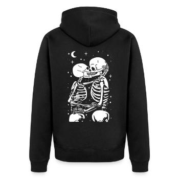 Squelette - Baiser - Gothique - Amusant - Veste à capuche bio Premium Unisexe - noir - Dos - Nico (187cm)
