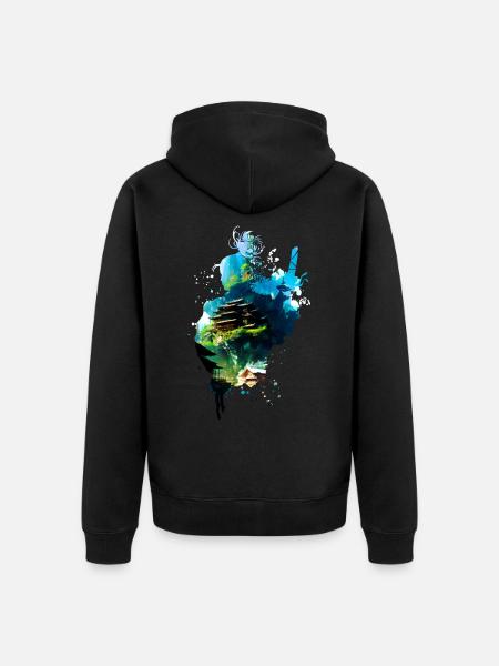 Samurai Anime Style - Unisex Premium Organic Zip Hoodie - black