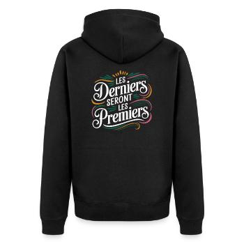 Les derniers seront les premiers - Veste à capuche bio Premium Unisexe - noir - Dos - Nico (187cm)