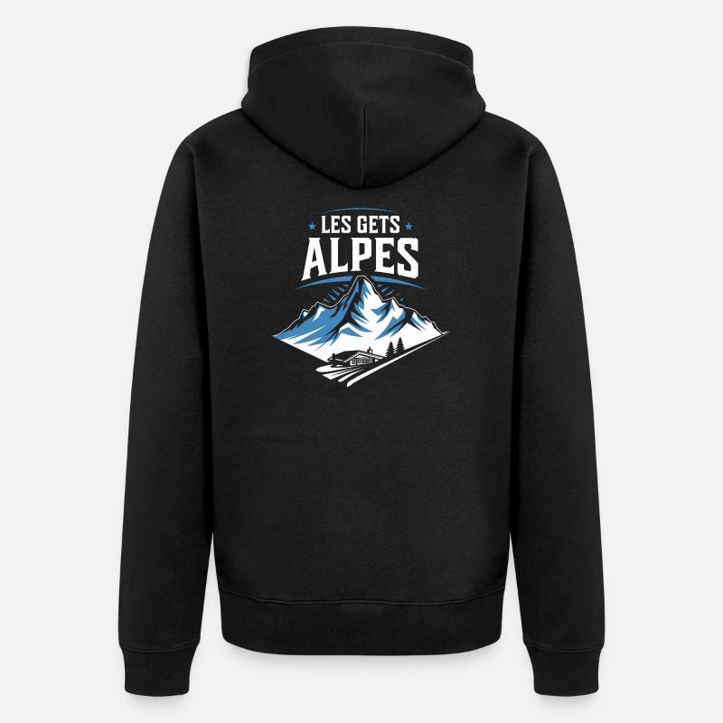 Les Gets - Alpes - Veste à capuche bio Premium Unisexe - noir