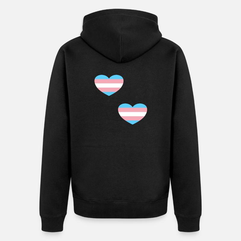 Coeurs de drapeau trans - Veste à capuche bio Premium Unisexe - noir