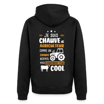 Agriculteur chauve cadeau drôle agriculture - Veste à capuche bio Premium Unisexe - noir - Dos - Nico (187cm)