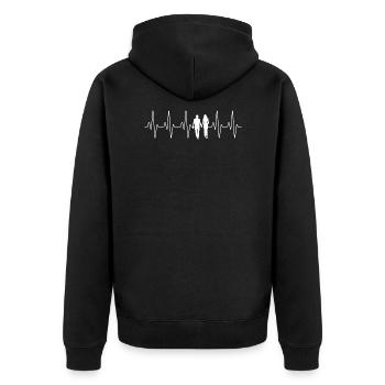 Heartbeat ECG pulse pair | Anniversary Gift - Unisex Premium Organic Zip Hoodie - black - Back - Nico (187cm)