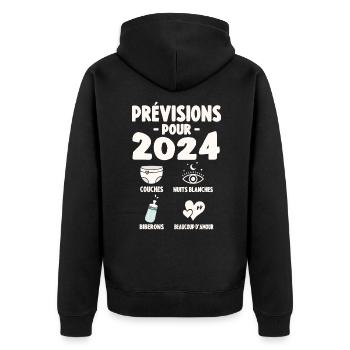 Prévisions Pour 2024 Cadeau De Grossesse 2024 - Veste à capuche bio Premium Unisexe - noir - Dos - Nico (187cm)