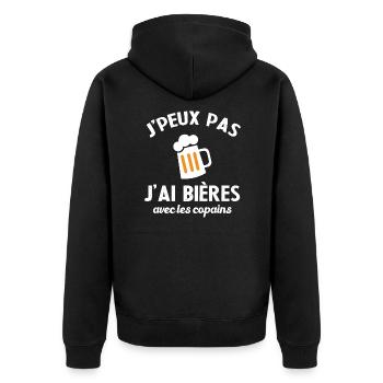 Cadeau humour j'peux pas j'ai bières avec copains - Veste à capuche bio Premium Unisexe - noir - Dos - Nico (187cm)