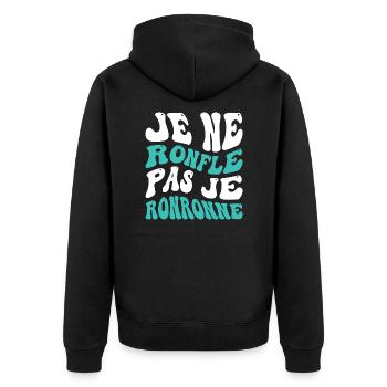 Je ne ronfle pas je ronronne - Veste à capuche bio Premium Unisexe - noir - Dos - Nico (187cm)