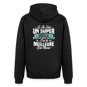 Super Oncle - Humour Cadeau Nièce Tonton - Veste à capuche bio Premium Unisexe - noir - Dos - Nico (187cm)