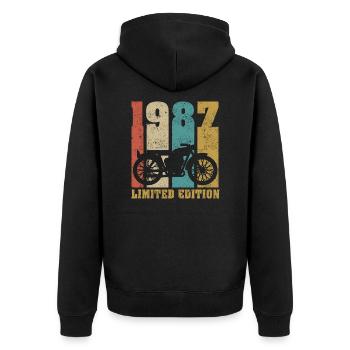 Vintage Moto 1987 Rétro Cadeau D'anniversaire - Veste à capuche bio Premium Unisexe - noir - Dos - Nico (187cm)