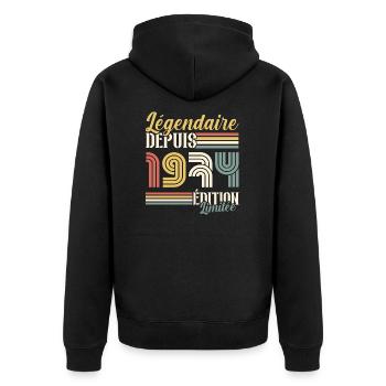Légendaire Depuis 1974 - Veste à capuche bio Premium Unisexe - noir - Dos - Nico (187cm)
