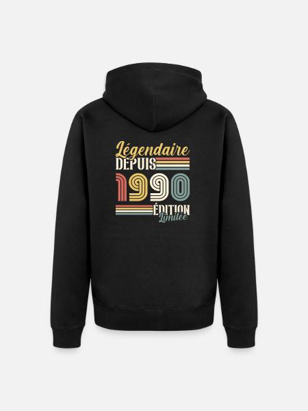 Légendaire Depuis 1990 - Veste à capuche bio Premium Unisexe - noir