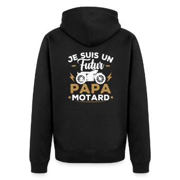 Je suis un futur papa motard - Veste à capuche bio Premium Unisexe - noir - Dos - Nico (187cm)