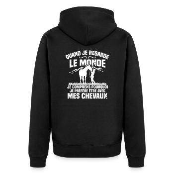 Je préfère être avec mes chevaux - Veste à capuche bio Premium Unisexe - noir - Dos - Nico (187cm)