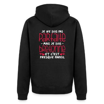 Je ne suis pas parfaite mais je suis bretonne - Veste à capuche bio Premium Unisexe - noir - Dos - Nico (187cm)