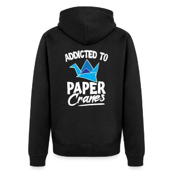 Addicted to paper cranes Quote for an Origami - Unisex Premium Bio Zip Hoodie - Schwarz - Hinten - Nico (187cm)