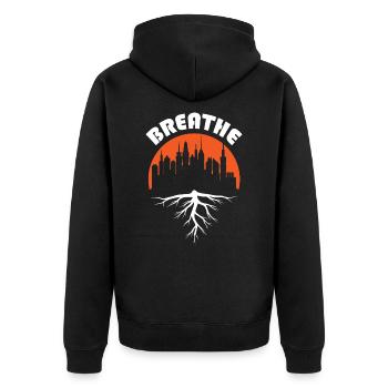 Forest or Building Save Nature - Unisex Premium Organic Zip Hoodie - black - Back - Nico (187cm)