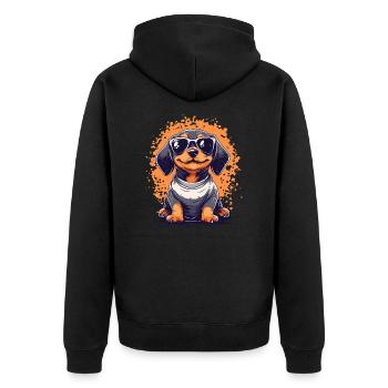 Dachshund puppy funny dog dogs - Unisex Premium Organic Zip Hoodie - black - Back - Nico (187cm)