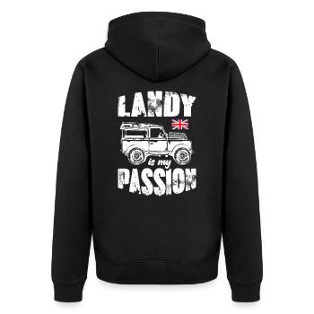 Landy is My Passion - Unisex Premium Organic Zip Hoodie - black - Back - Nico (187cm)
