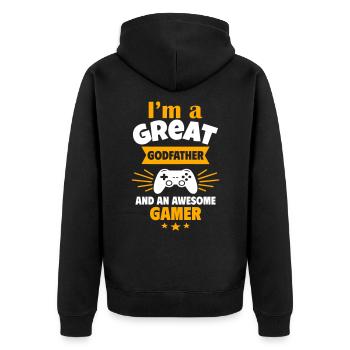 Great Godfather & Awesome Gamer Geek Gaming - Unisex Premium Organic Zip Hoodie - black - Back - Nico (187cm)