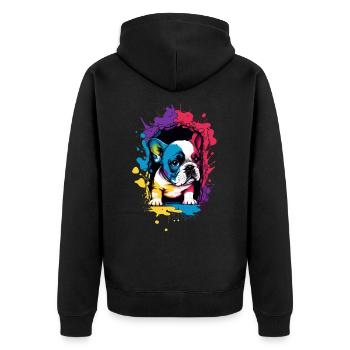 Mignon chiot bouledogue français coloré - Veste à capuche bio Premium Unisexe - noir - Dos - Nico (187cm)