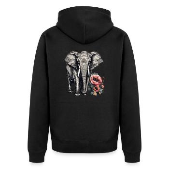 Blumen, um Elefanten zu erheben - Unisex Premium Bio Zip Hoodie - Schwarz - Hinten - Nico (187cm)