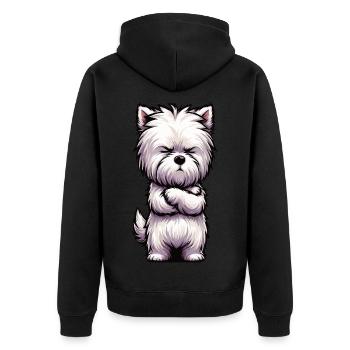 West highland terrier Westie West highland hund - Unisex Premium Bio Zip Hoodie - Schwarz - Hinten - Nico (187cm)