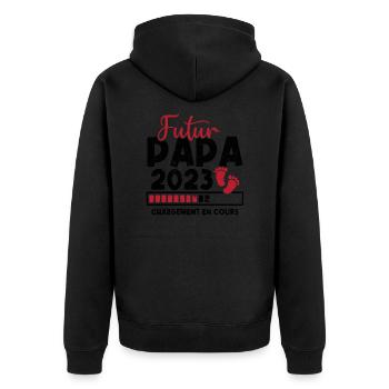 Futur papa 2023 chargement en cours - Veste à capuche bio Premium Unisexe - noir - Dos - Nico (187cm)