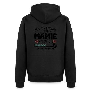 Je Vais Encore être Mamie En 2025 - Veste à capuche bio Premium Unisexe - noir - Dos - Nico (187cm)