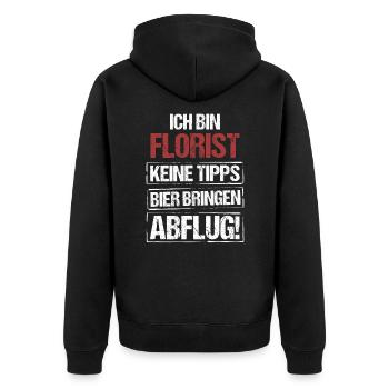 Je suis fleuriste - apportez de la bière et décollez - Veste à capuche bio Premium Unisexe - noir - Dos - Nico (187cm)