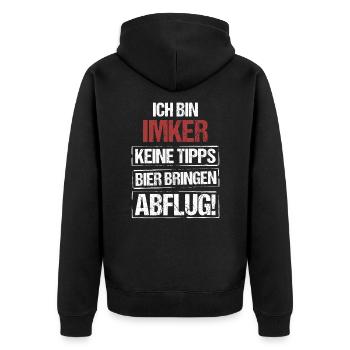 I'm a beekeeper - bring beer and take off - Unisex Premium Organic Zip Hoodie - black - Back - Nico (187cm)