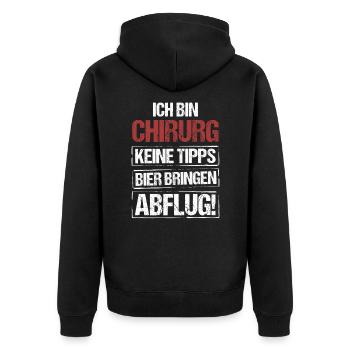 I'm a surgeon - bring beer and take off - Unisex Premium Organic Zip Hoodie - black - Back - Nico (187cm)