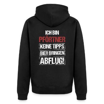 I'm a doorman - bring beer and take off - Unisex Premium Organic Zip Hoodie - black - Back - Nico (187cm)