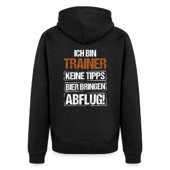 I'm a trainer - bring beer and take off - Unisex Premium Organic Zip Hoodie - black - Back - Nico (187cm)