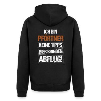 I'm a doorman - bring beer and take off - Unisex Premium Organic Zip Hoodie - black - Back - Nico (187cm)
