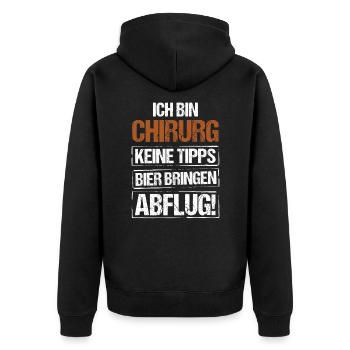 I'm a surgeon - bring beer and take off - Unisex Premium Organic Zip Hoodie - black - Back - Nico (187cm)