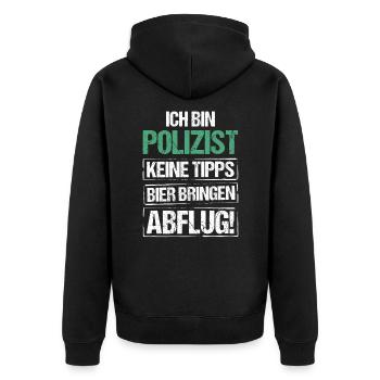 Je suis policier - apporte de la bière et décolle - Veste à capuche bio Premium Unisexe - noir - Dos - Nico (187cm)