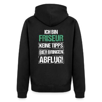 Je suis coiffeur - apporte de la bière et décolle - Veste à capuche bio Premium Unisexe - noir - Dos - Nico (187cm)