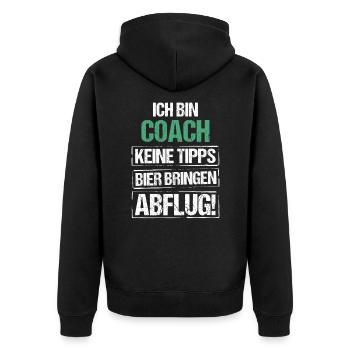 Je suis entraîneur - apporte de la bière et décolle - Veste à capuche bio Premium Unisexe - noir - Dos - Nico (187cm)