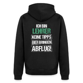 Je suis professeur - apporte de la bière et décolle - Veste à capuche bio Premium Unisexe - noir - Dos - Nico (187cm)