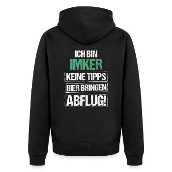 I'm a beekeeper - bring beer and take off - Unisex Premium Organic Zip Hoodie - black - Back - Nico (187cm)