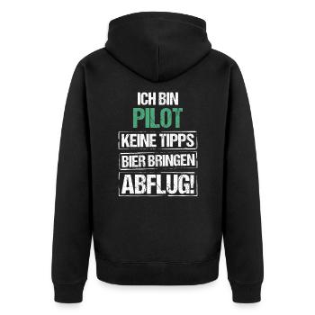 I'm a pilot - bring beer and take off - Unisex Premium Organic Zip Hoodie - black - Back - Nico (187cm)